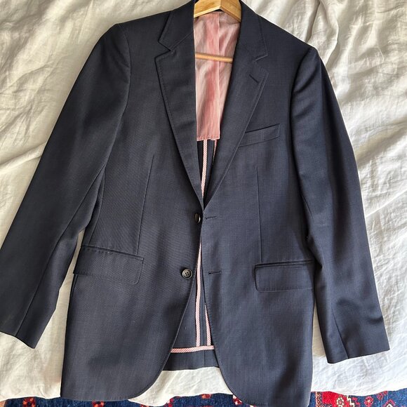 Men's Custom Unstructured Navy Wool Blazer - Knot Standard